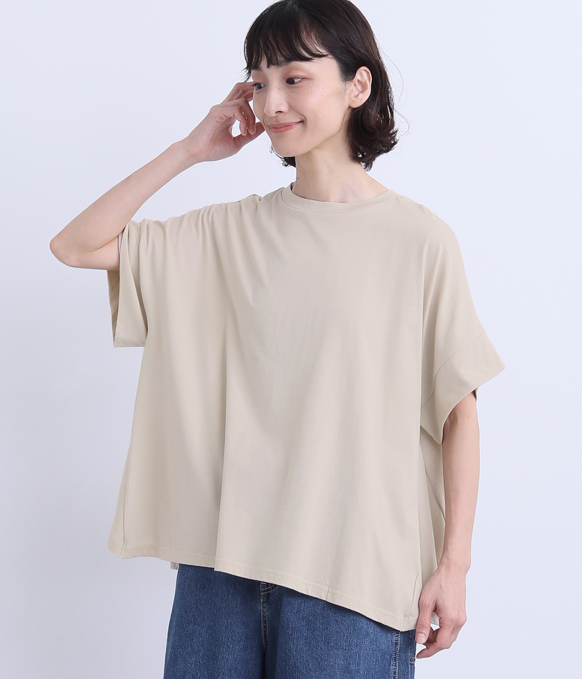 コットン変形AラインTee(グレージュ-ONESIZE)