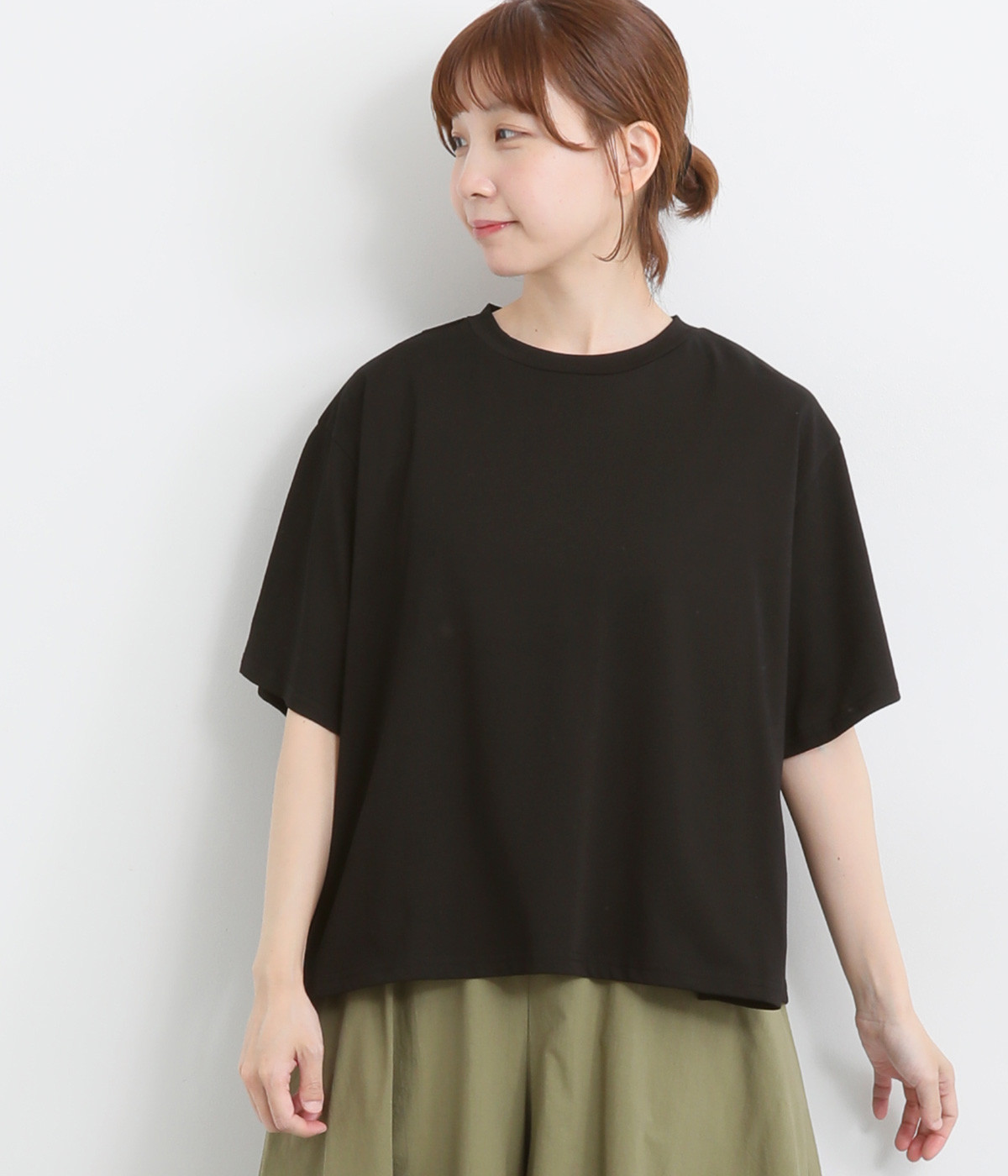 ファインコットン後ろ2タックTee(ブラック-ONESIZE)