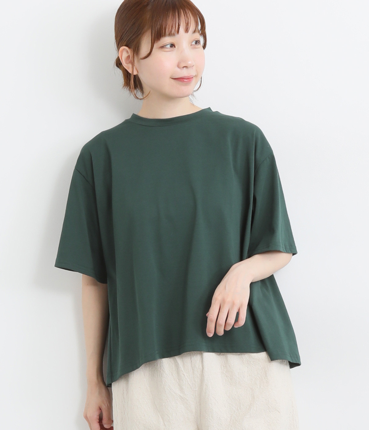 ファインコットン後ろ2タックTee(ダークグリーン-ONESIZE)