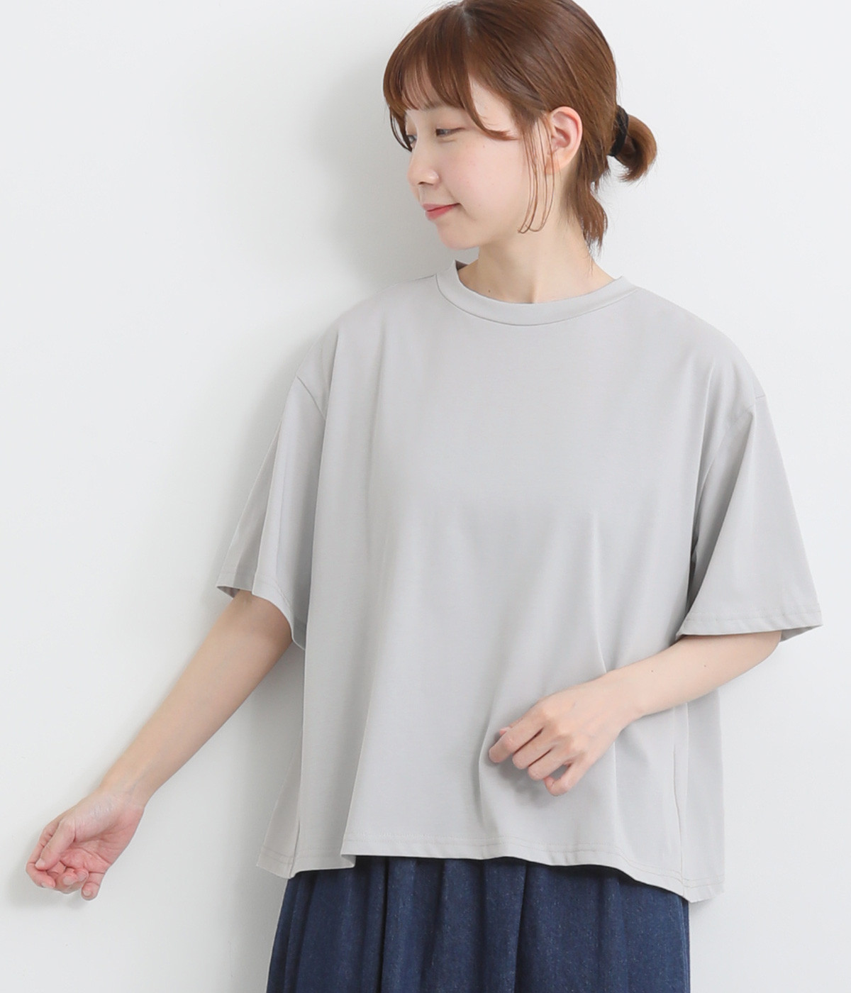 ファインコットン後ろ2タックTee(アイスグレー-ONESIZE)