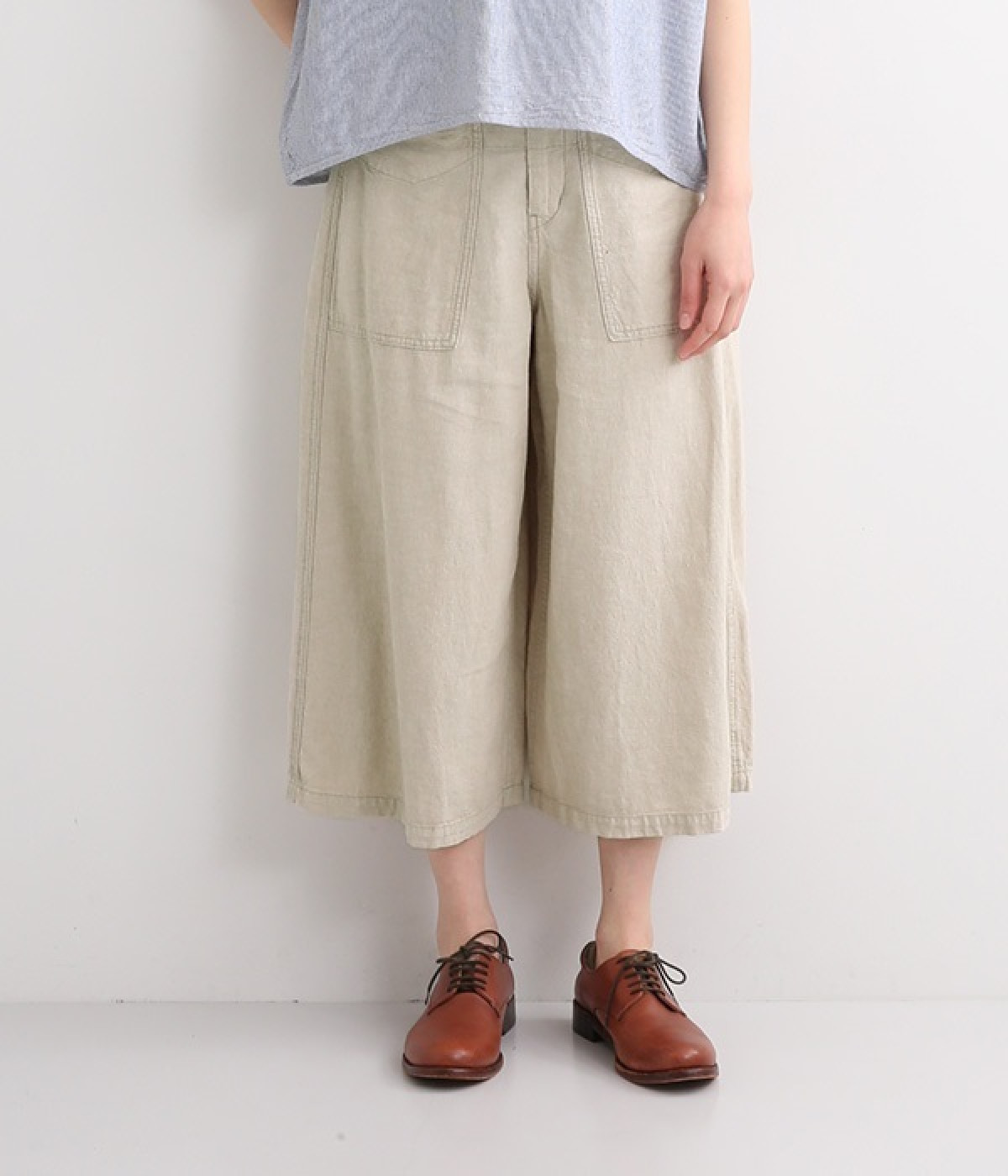 タッククロップドパンツ(ミックスナチュラル-L)