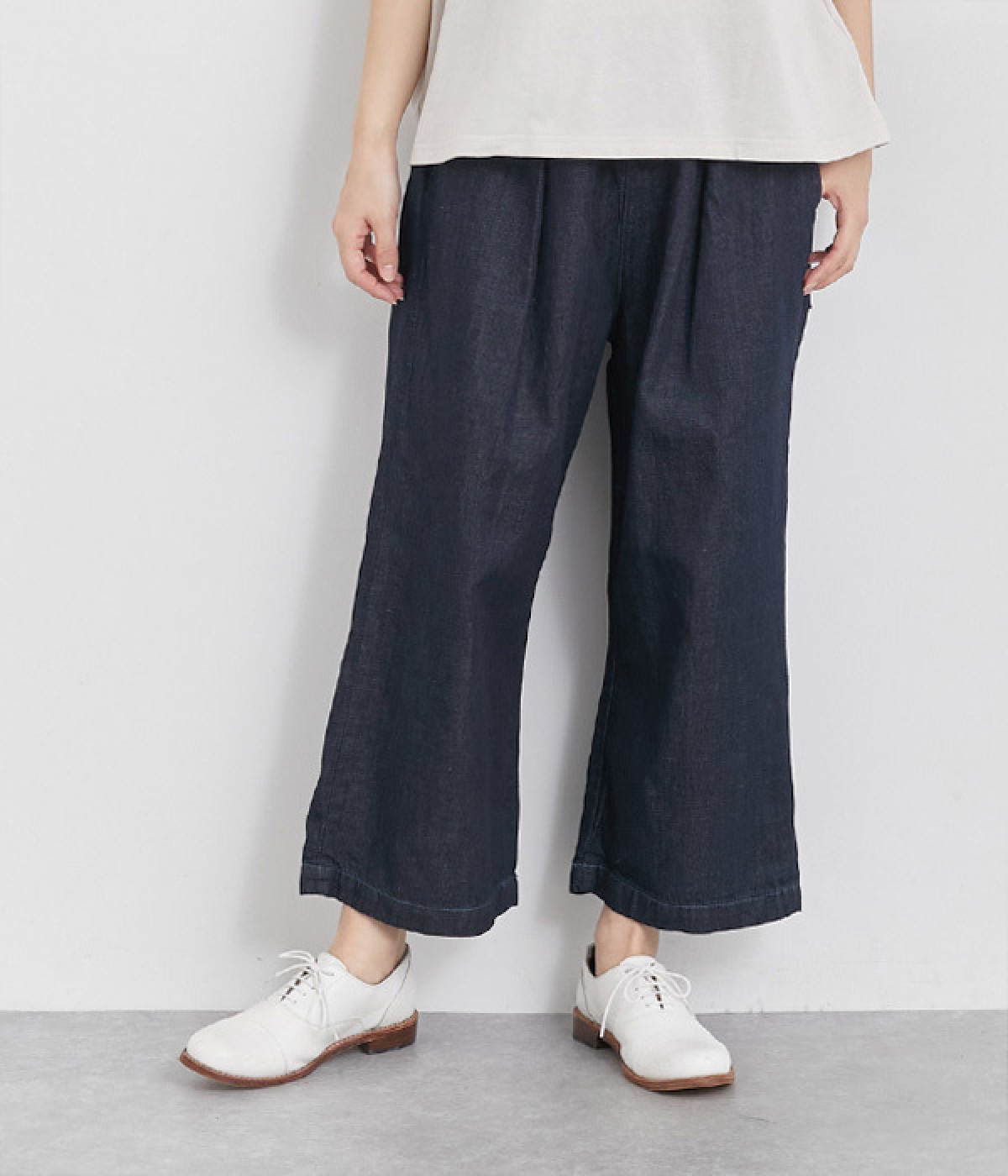 フレンドシップリネンワイドクロップドパンツ(リンス-0)