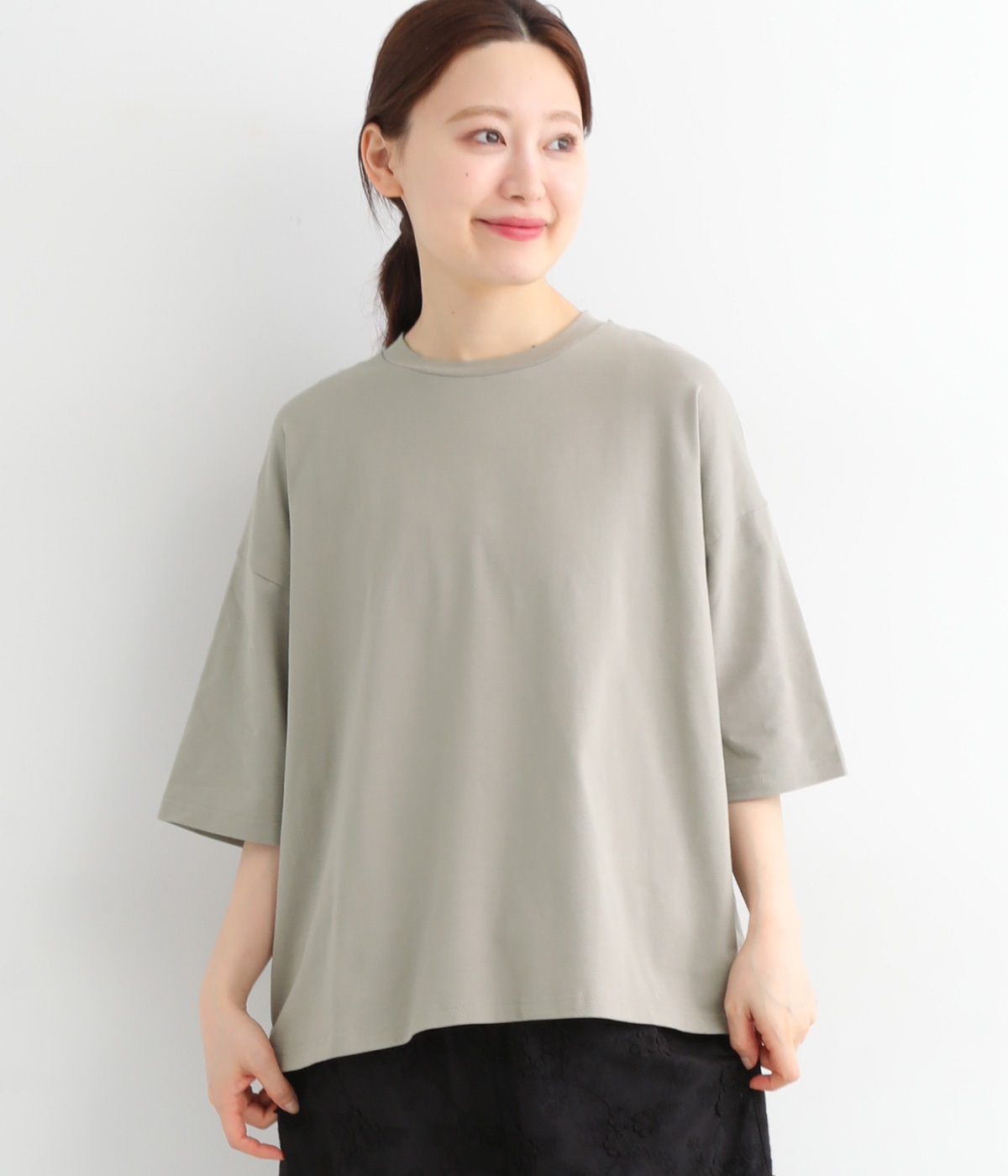 オーバーサイズ無地Tシャツ(グレージュ-ONESIZE)