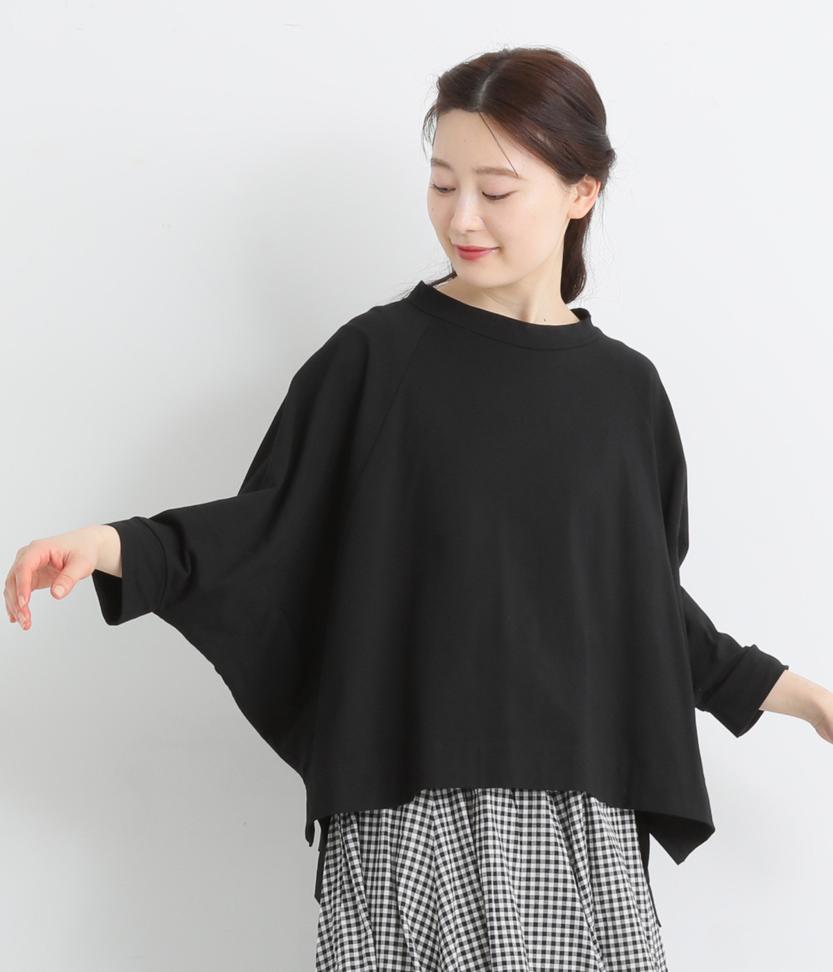 ラグランワイドTシャツ(ブラック-ONESIZE)