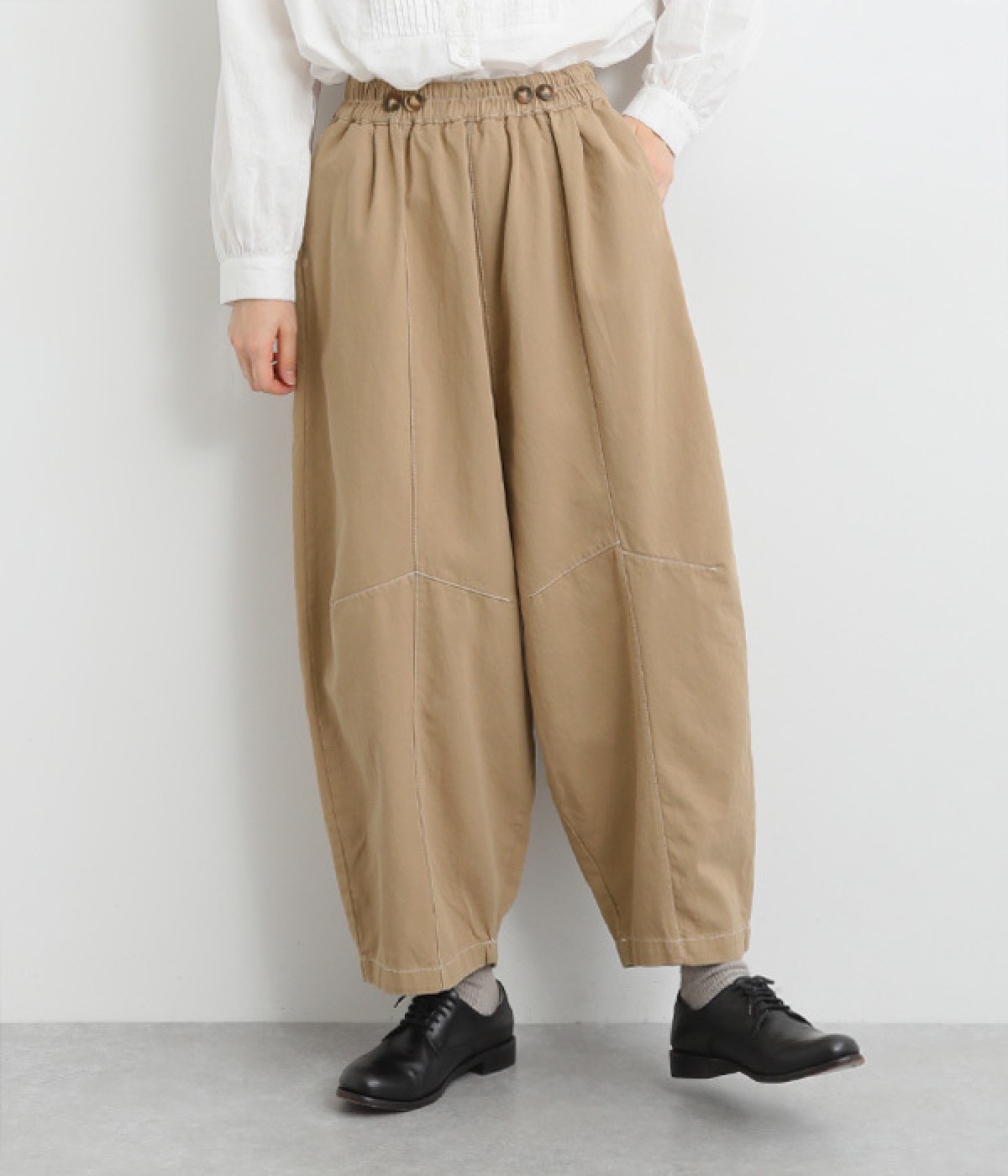 USEDツイル 配色ステッチパンツ(ベージュ-ONESIZE)