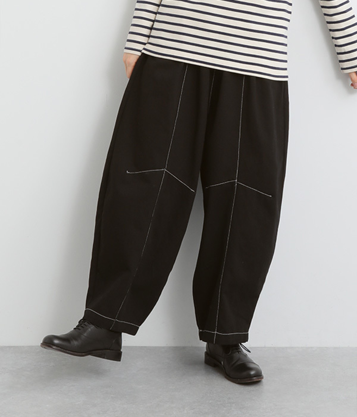 USEDツイル 配色ステッチパンツ(ブラック-ONESIZE)