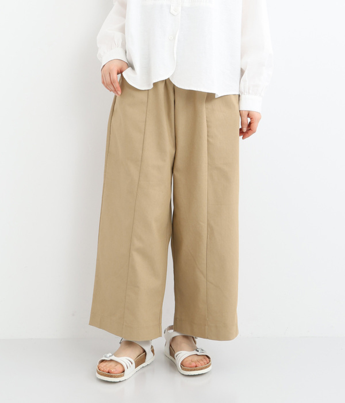 定番 アウトポケットワイドパンツ(ベージュ-ONESIZE)
