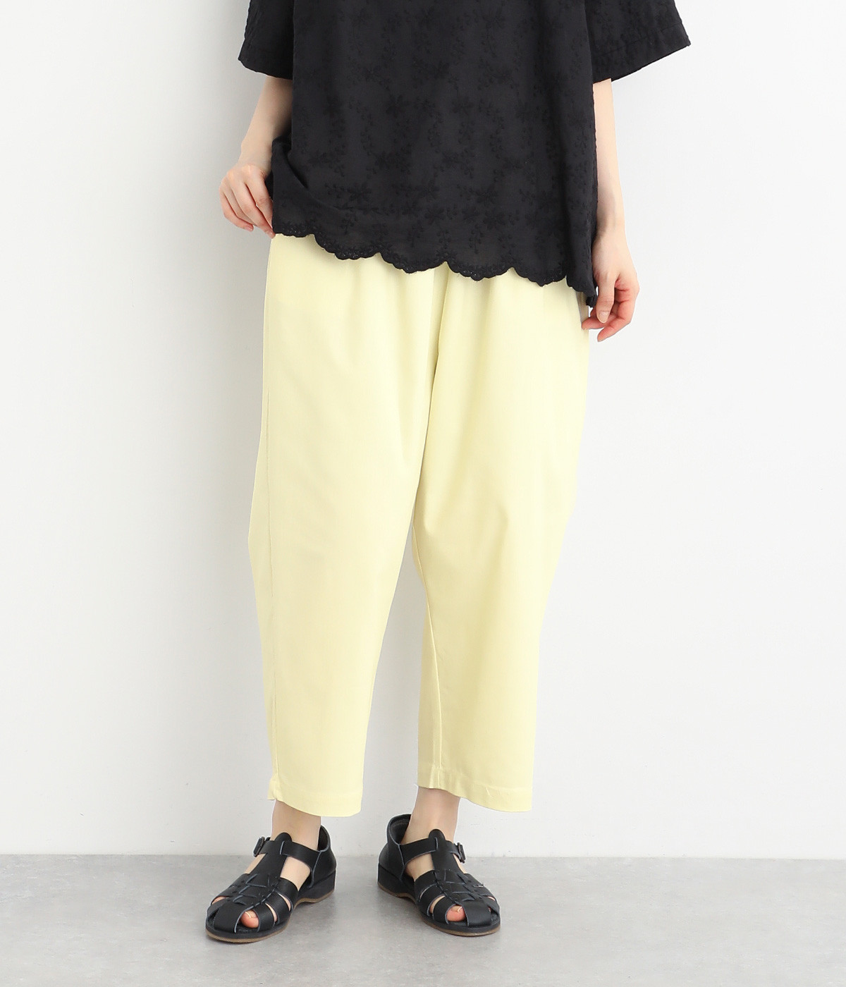 定番 ストレッチツイル丸みアンクルパンツ(ナチュラル-ONESIZE)