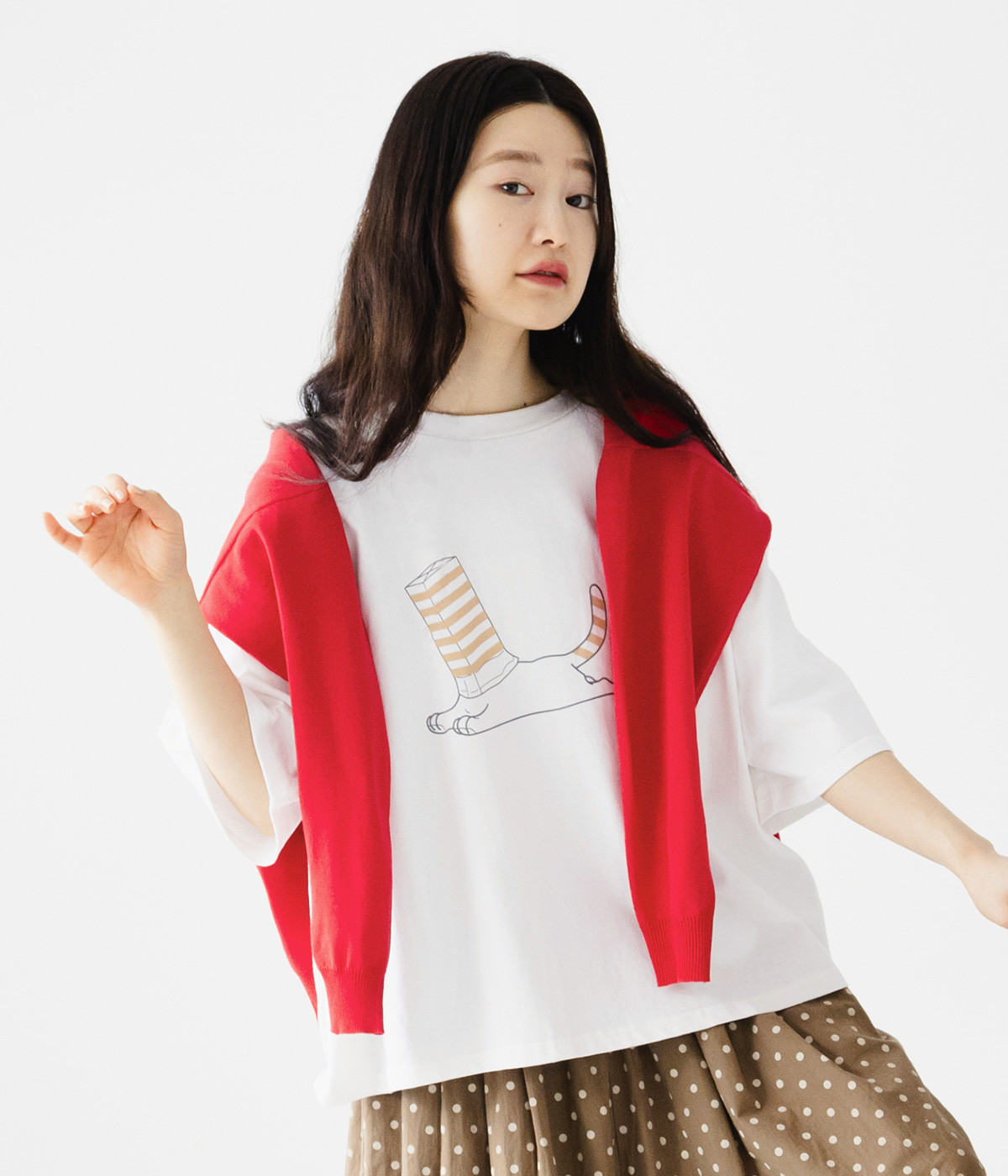 箱で遊ぶCAT Tシャツ(ホワイト-ONESIZE)