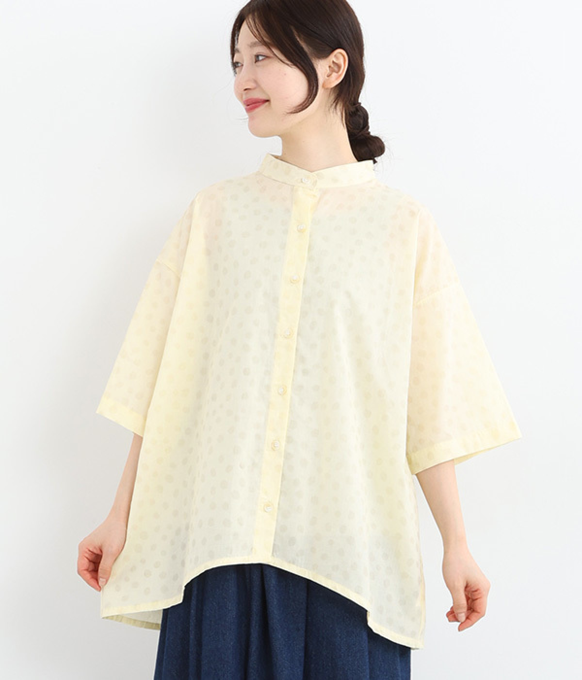 ドット 後ろタック入りブラウス(ナチュラル-ONESIZE)