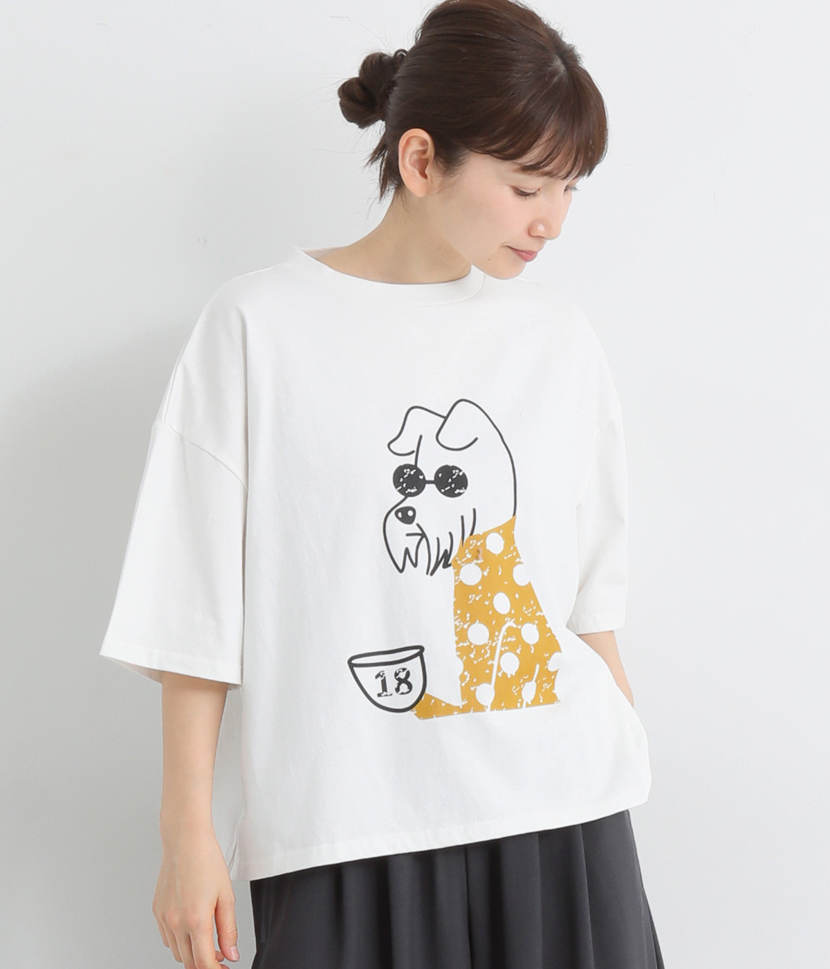 サングラスかけられた犬Tシャツ(ホワイト-ONESIZE)