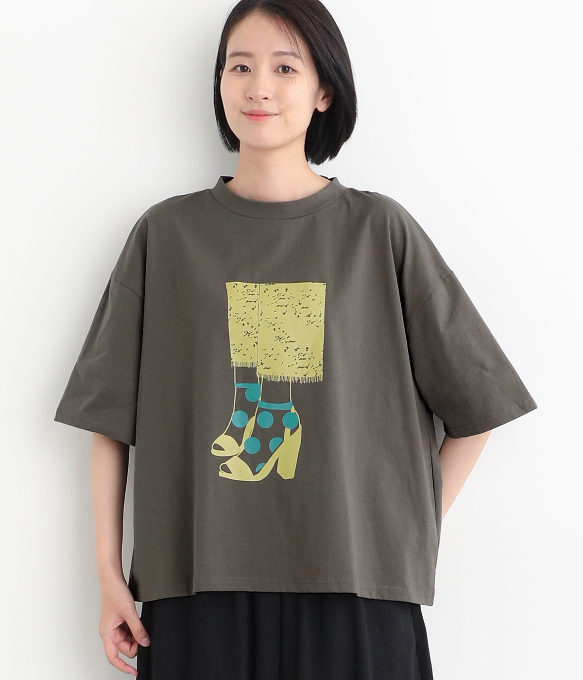 ハイヒールTシャツ(チャコール-ONESIZE)