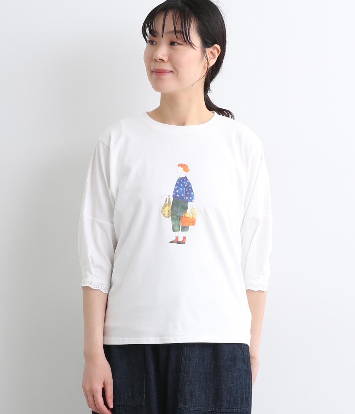 レース付きTシャツ(ホワイト-ONESIZE)
