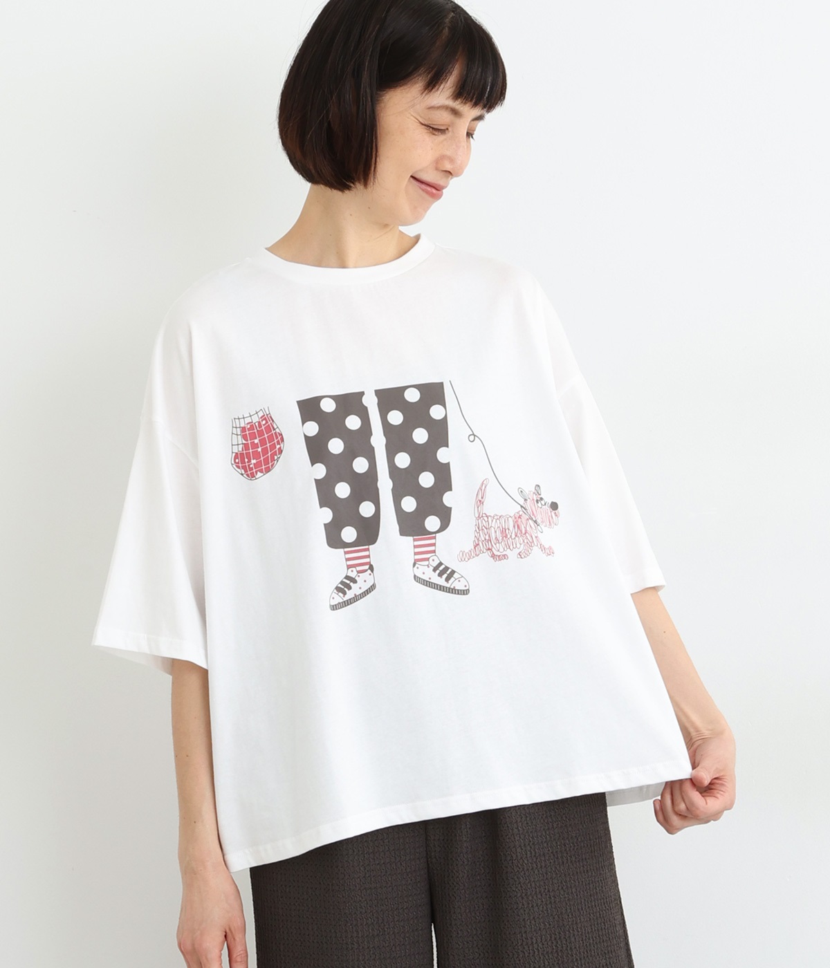 プリントT 買い物帰り DOG(ホワイト-ONESIZE)