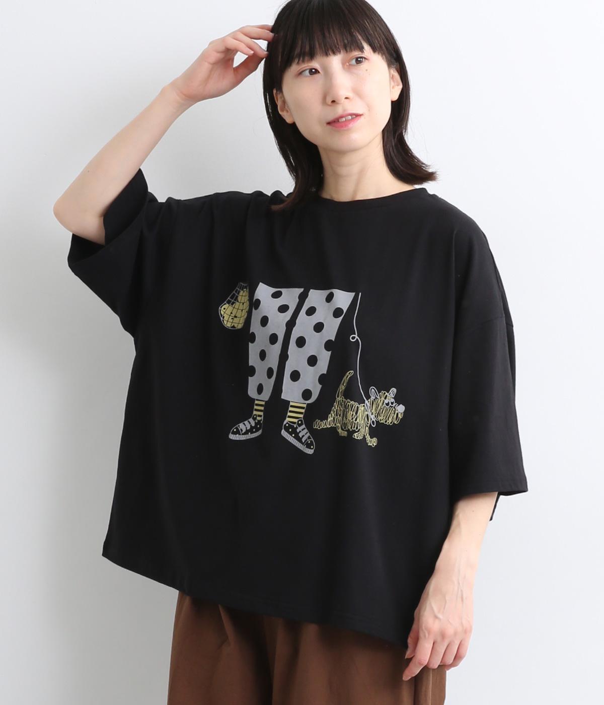 プリントT 買い物帰り DOG(ブラック-ONESIZE)