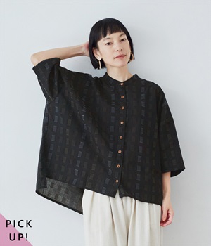 ステッチ刺繍入りローンふわっとシャツ