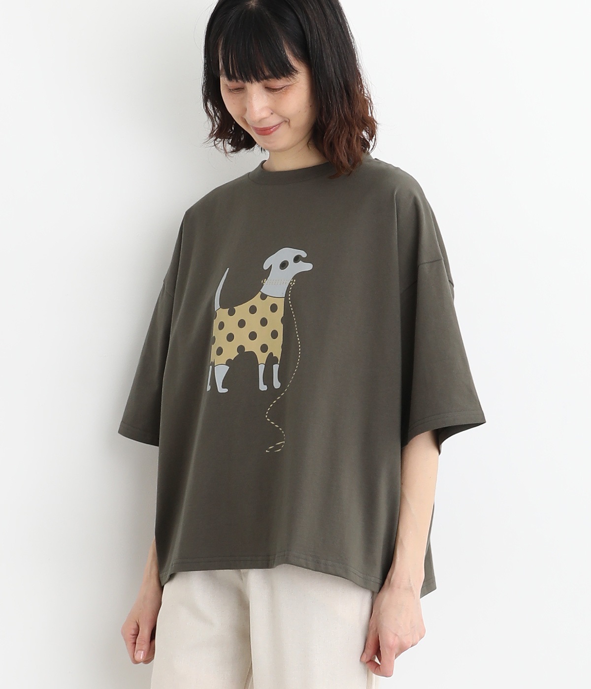 コットン お散歩ドッグシャツ(チャコール-ONESIZE)