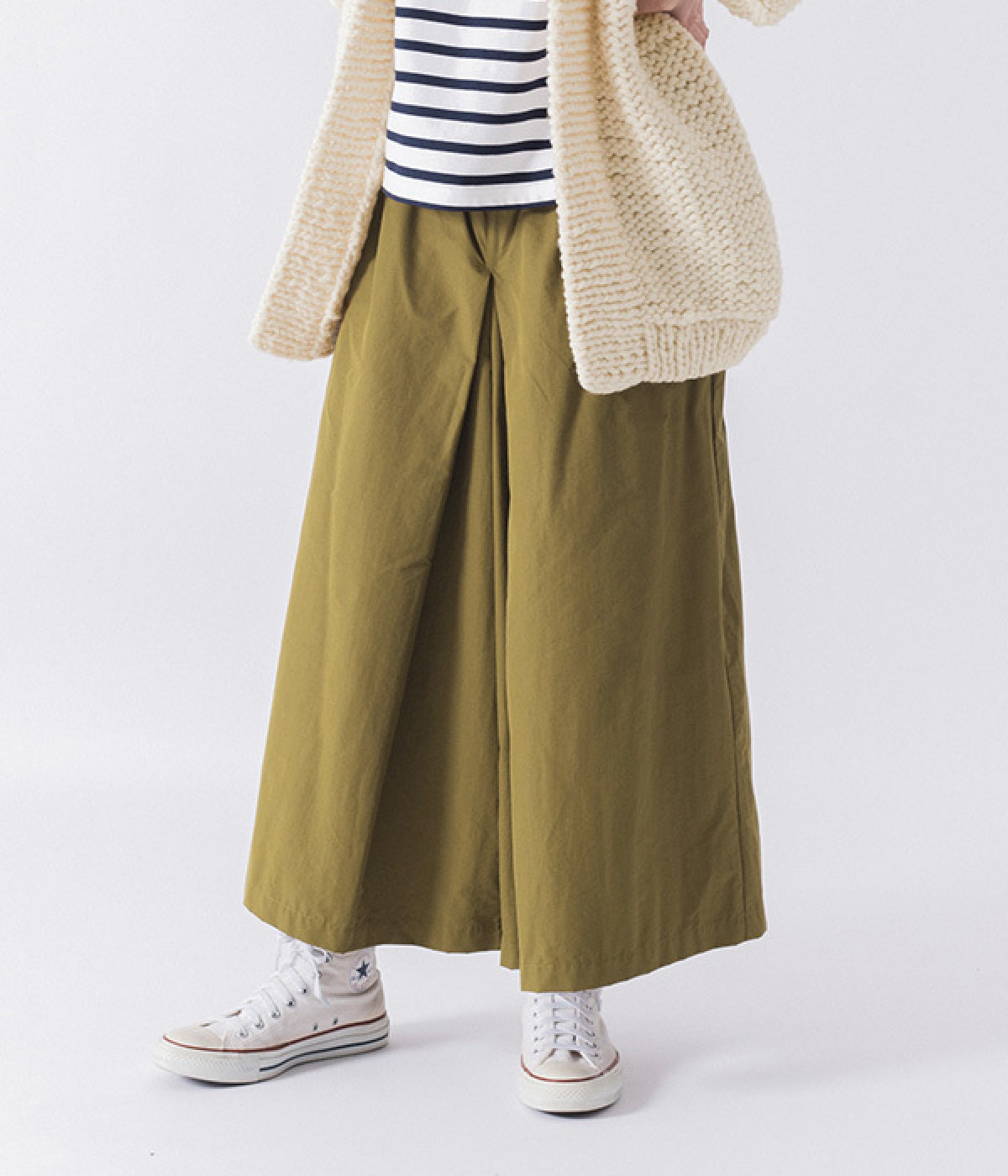 フロントタックワイドパンツ(マスタード-ONESIZE)