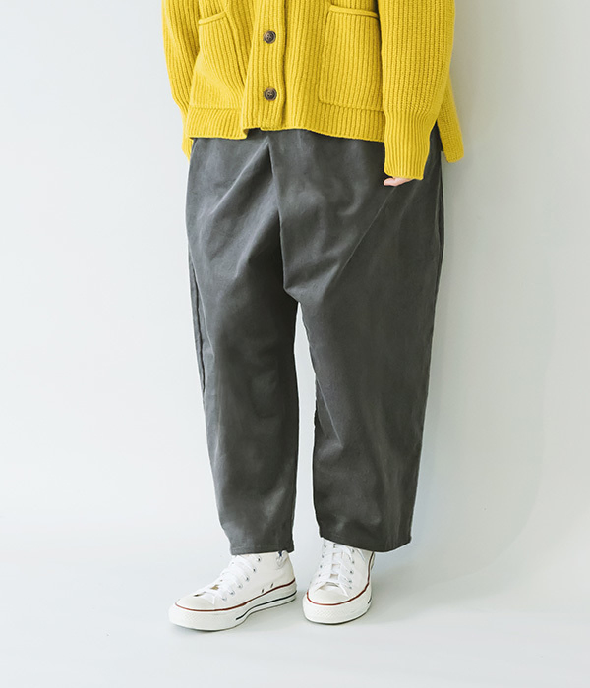 コットンコーデュロイラップパンツ(チャコール-ONESIZE)