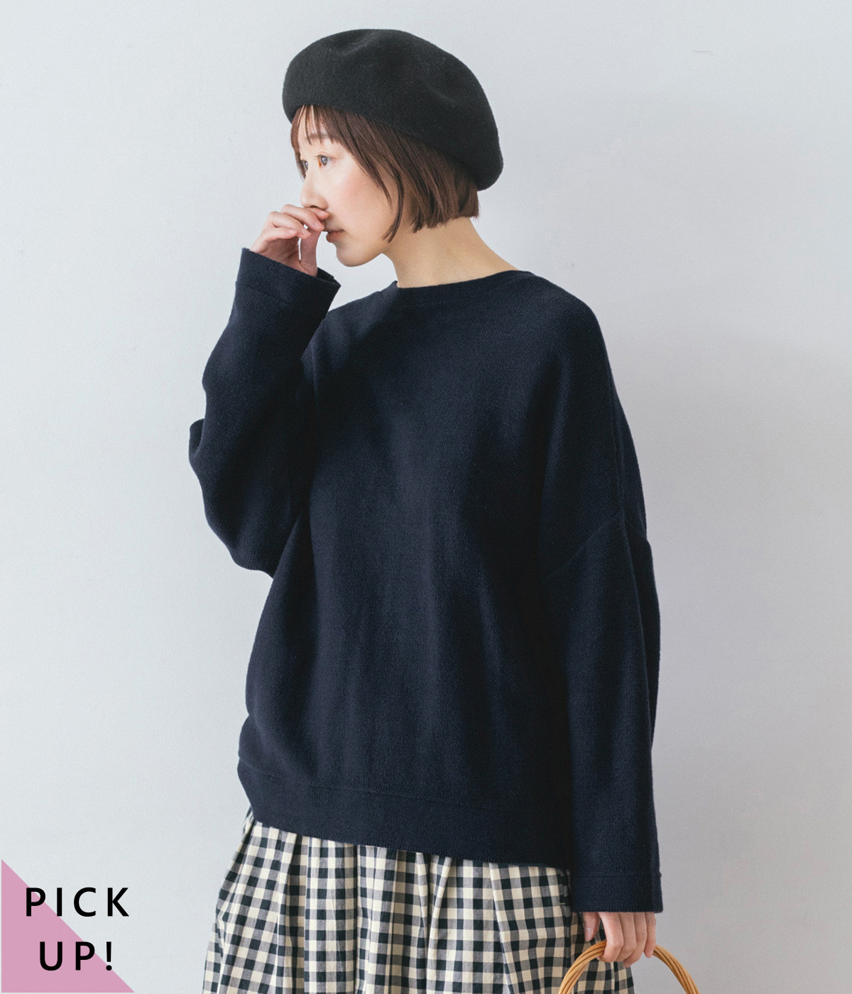 クルーネック2wayカーディガン(ネイビー-ONESIZE)