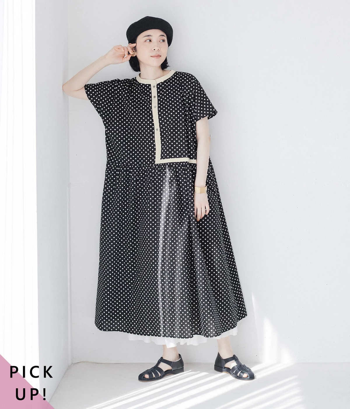 別注｜2way切替えフレアーワンピース(ドット-ONESIZE)