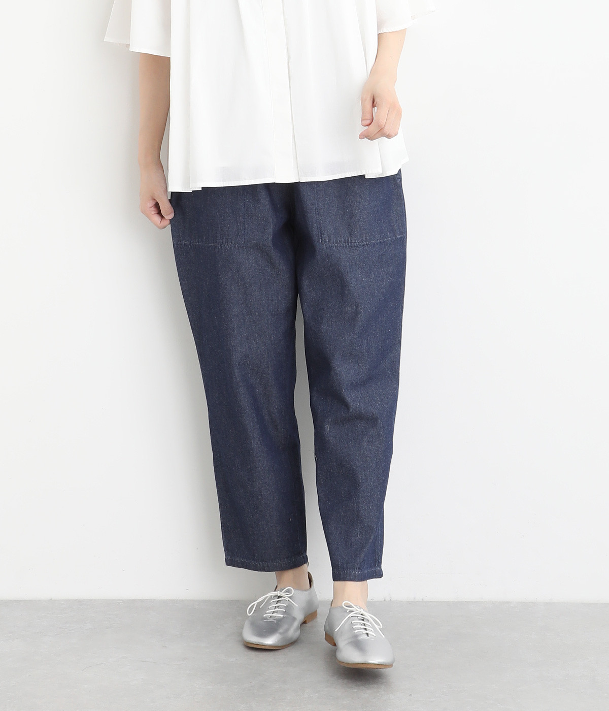 6ozデニム テーパードパンツ(インディゴ-ONESIZE)