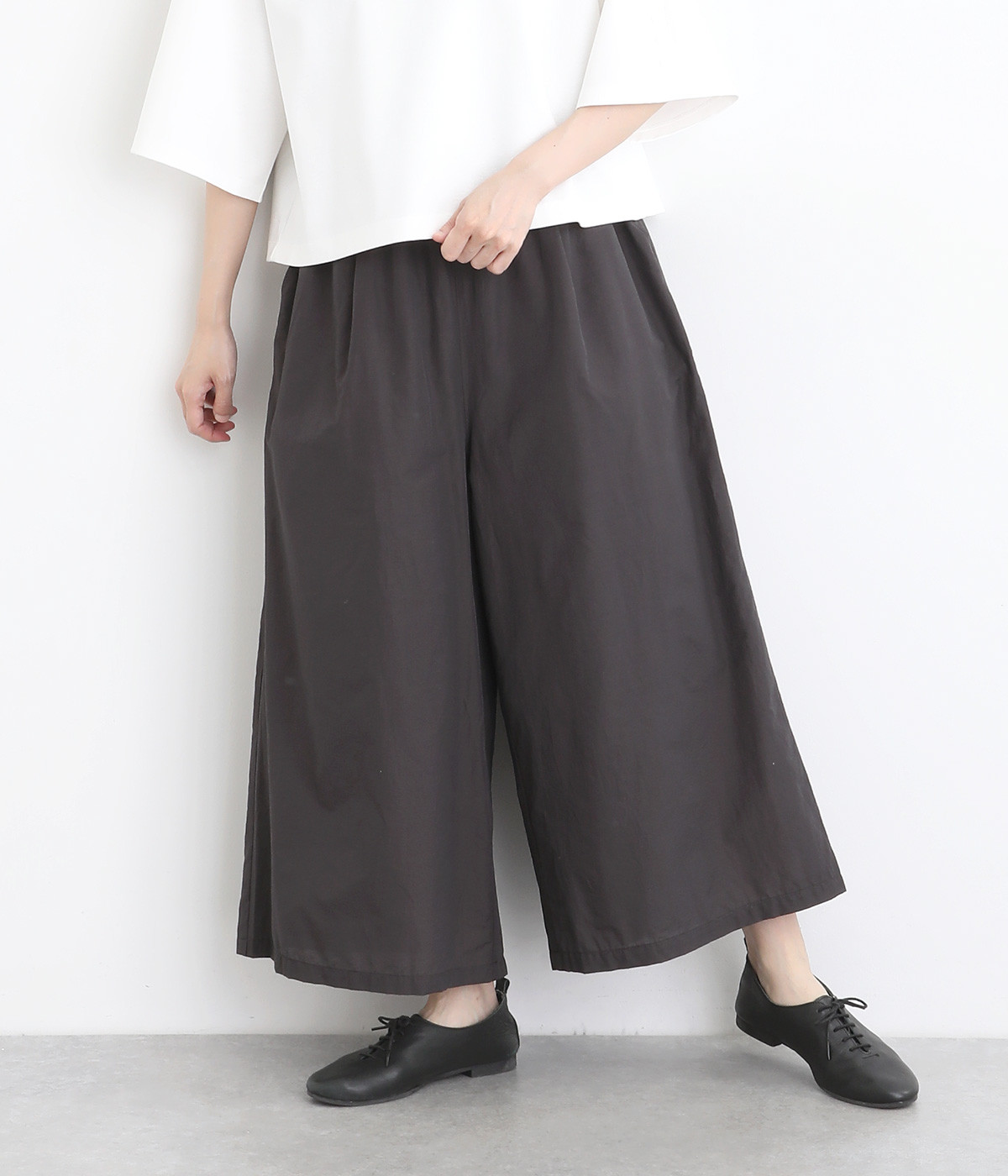 コットンナイロン ワイドパンツ(チャコール-ONESIZE)