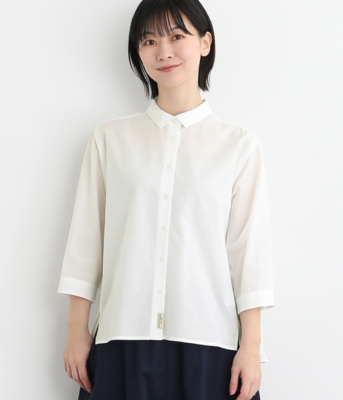 コットンリネン バックタックレギュラーシャツ(オフ-ONESIZE)