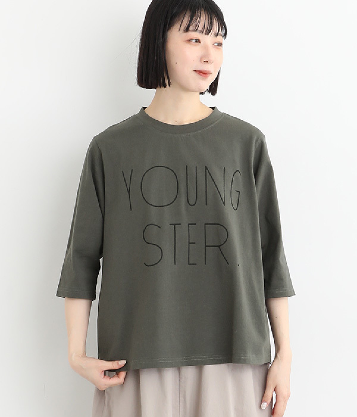 リサイクルコットン天竺 【YOUNG STER.】Tシャツ(スミクロ-ONESIZE)