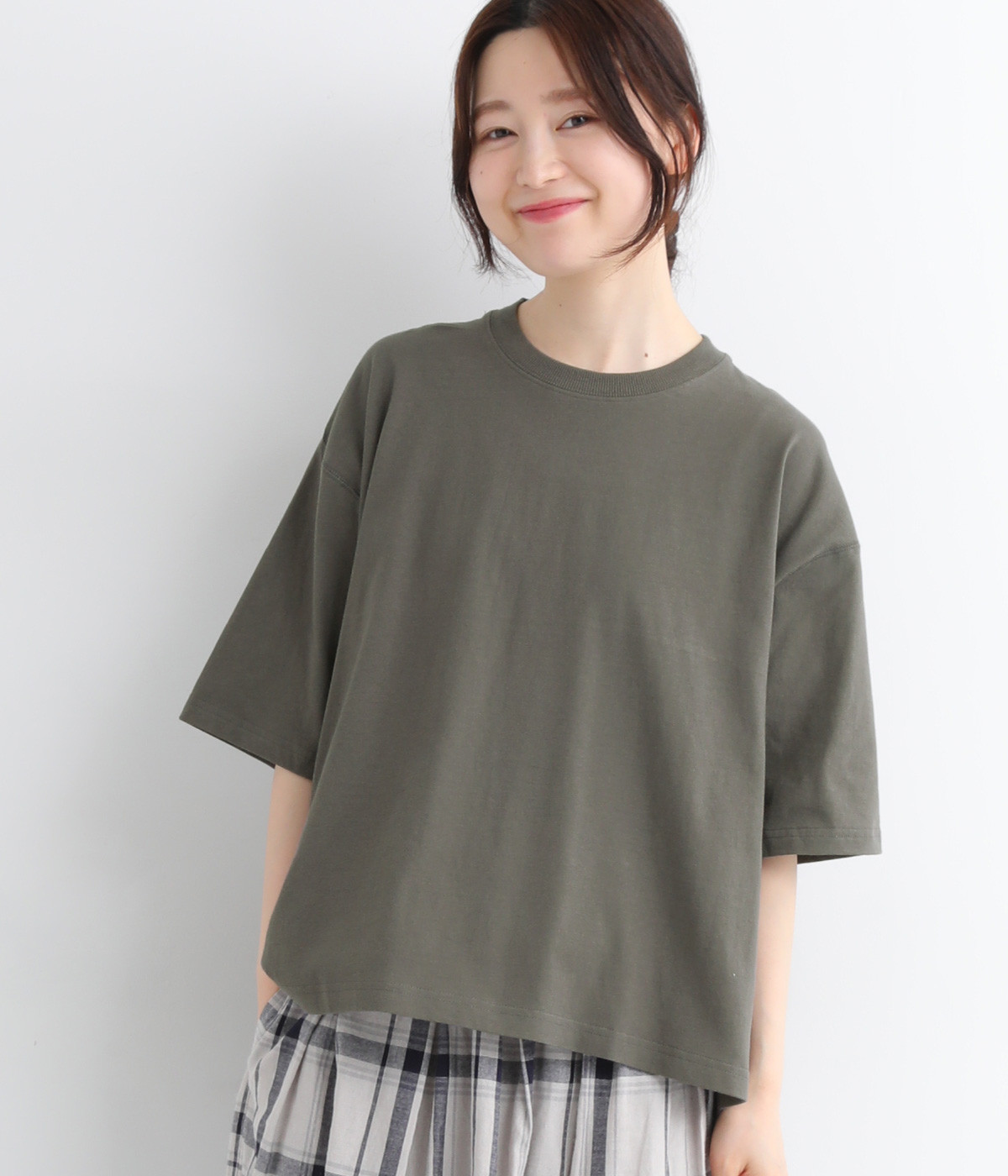 接触冷感 ライトヘビー天竺 ワイドプルオーバー(チャコール-ONESIZE)