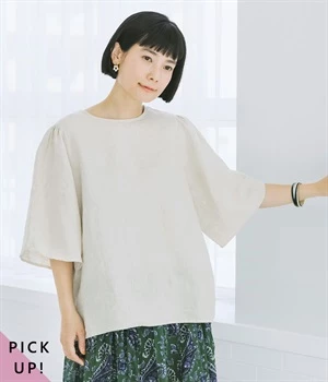 リネン ビッグ袖ブラウス