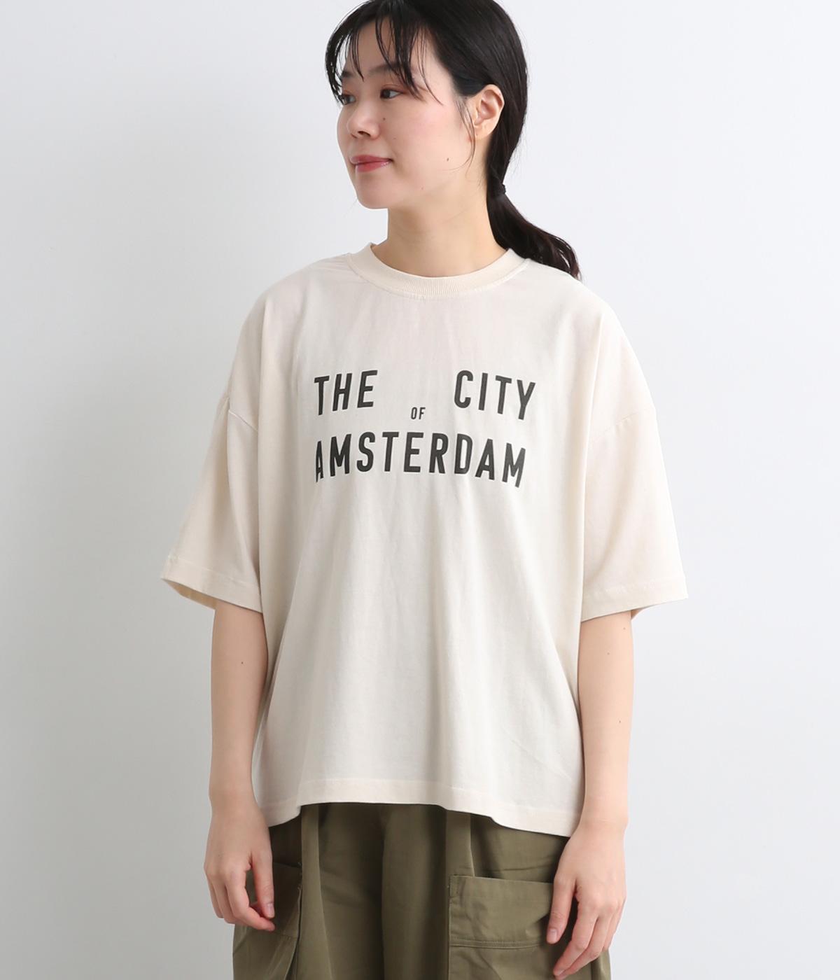 【接触冷感】コットン天竺AMSTERDAMプリントTシャツ(キナリ-ONESIZE)