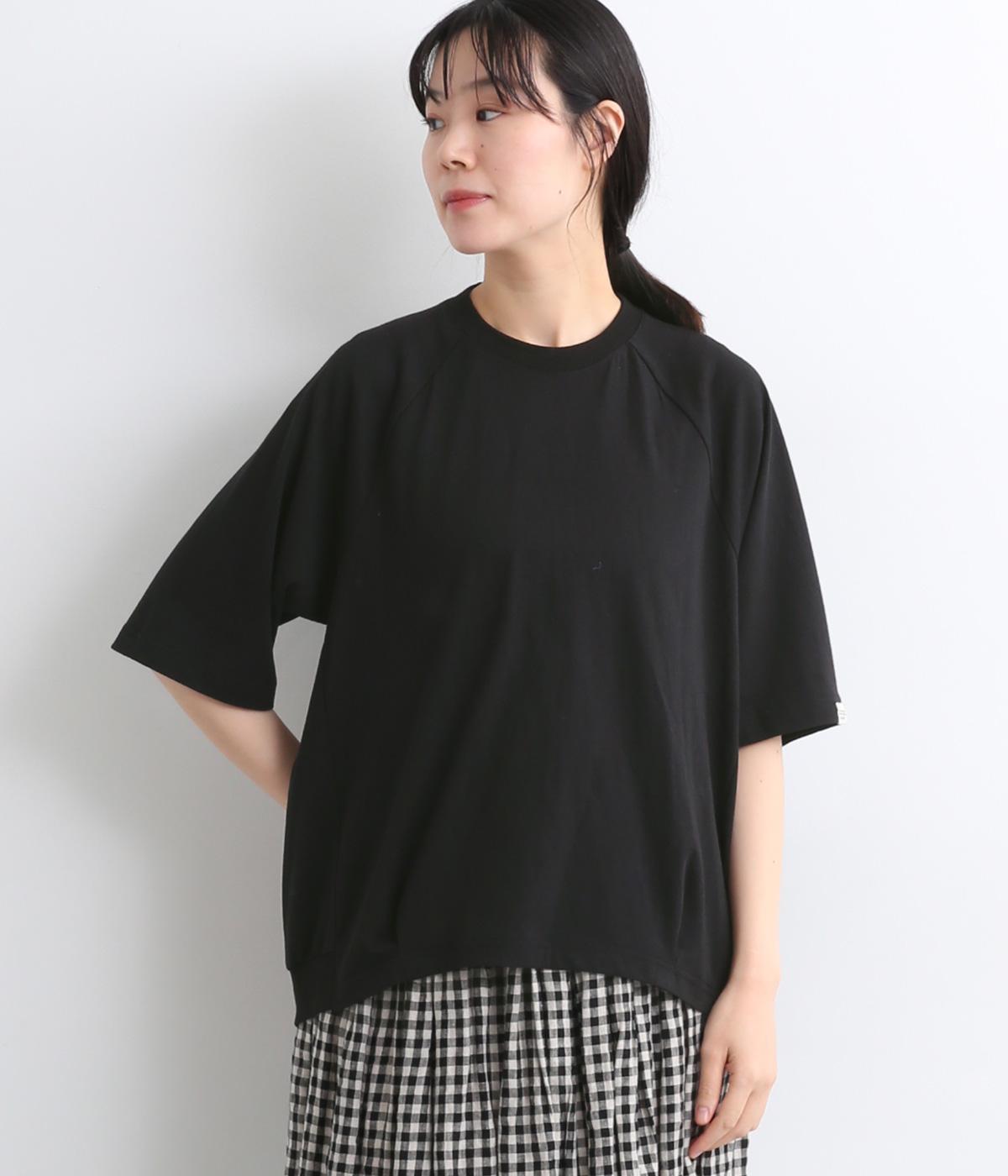 【接触冷感】コットン天竺コクーンTシャツ(ブラック-ONESIZE)