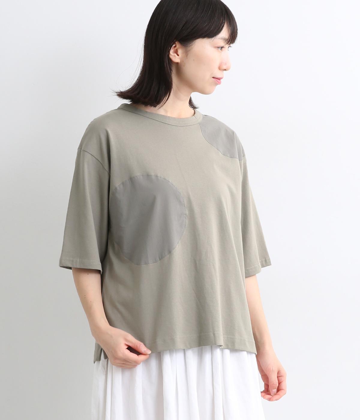 【接触冷感】コットン天竺サークルパッチワークTシャツ(グレー-ONESIZE)