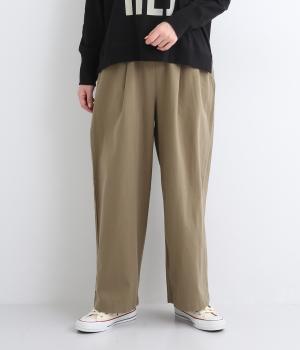 コットンチノタックワイドパンツ(カーキ-F)