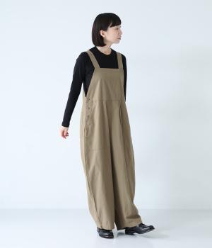 コットンチノサロペットパンツ(カーキ-F)