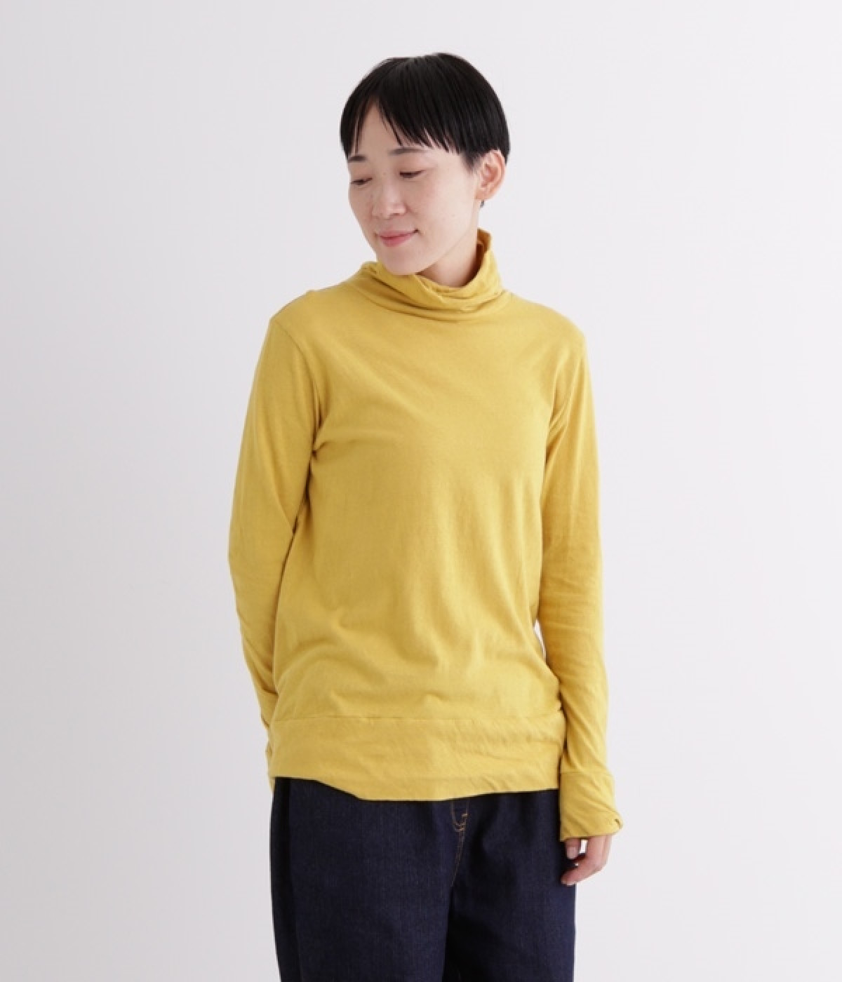 ラフィーガーゼタートルネックプルオーバー(マスタード-ONESIZE)