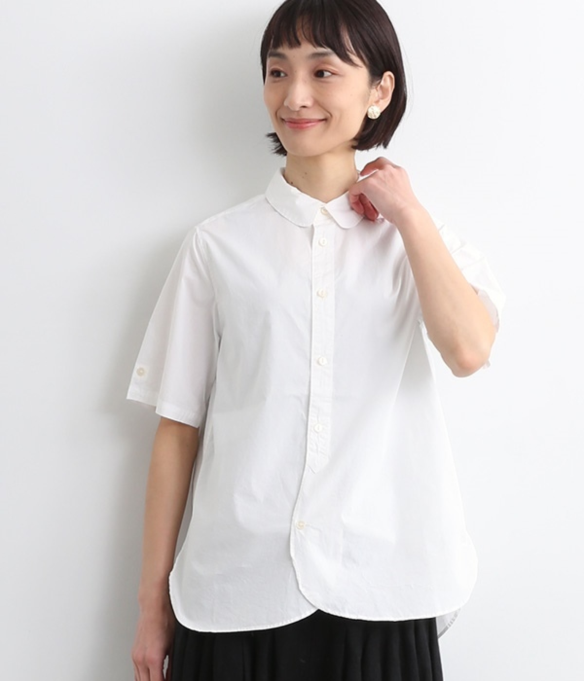 タイプライター　ちょっと丸襟シャツ半袖(ホワイト-ONESIZE)