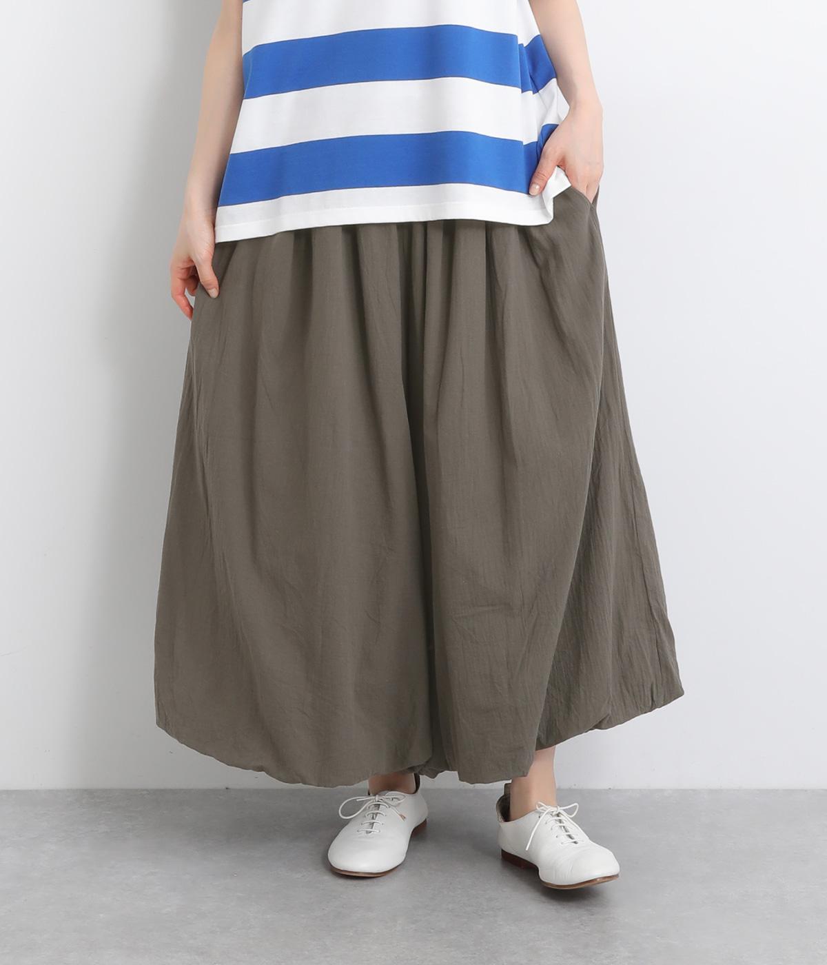 リンクルコットンボイル二枚仕立てバルーンパンツ(グレージュ-ONESIZE)