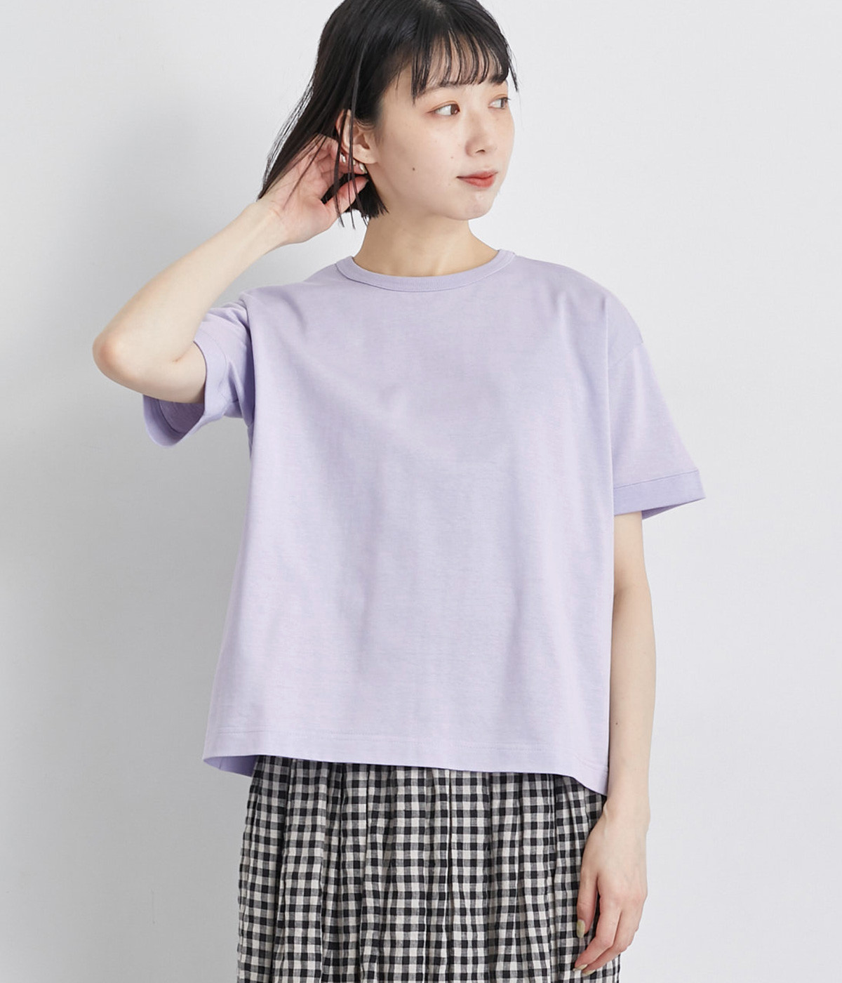 バスク天竺クルーネック半袖Tシャツ(ペールブルー-ONESIZE)