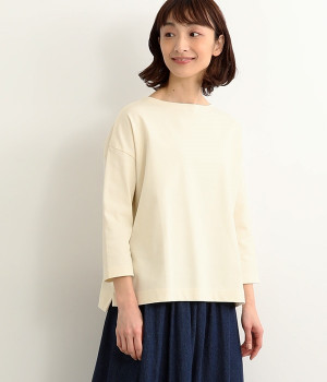 デラヴェジャージー　7分袖ボートネックワイドT(アイボリー-ONESIZE)