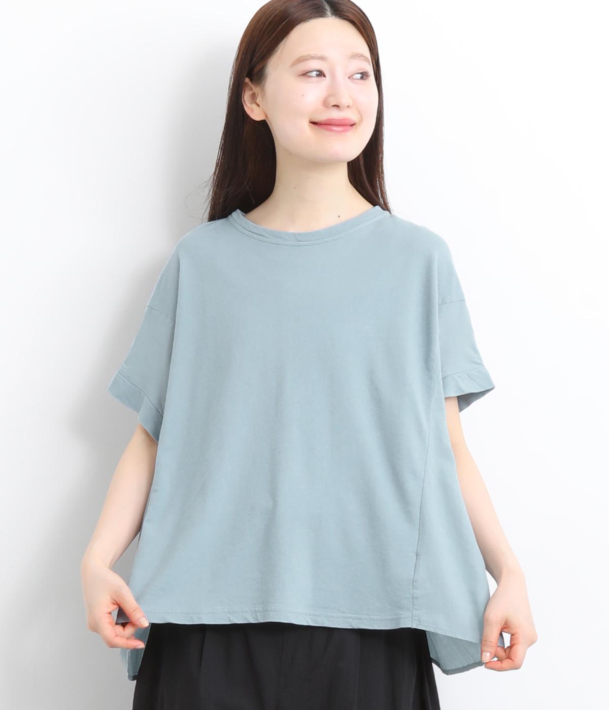 ライトインレイ×ツイル布帛切替プルオーバー(アッシュブルー-ONESIZE)