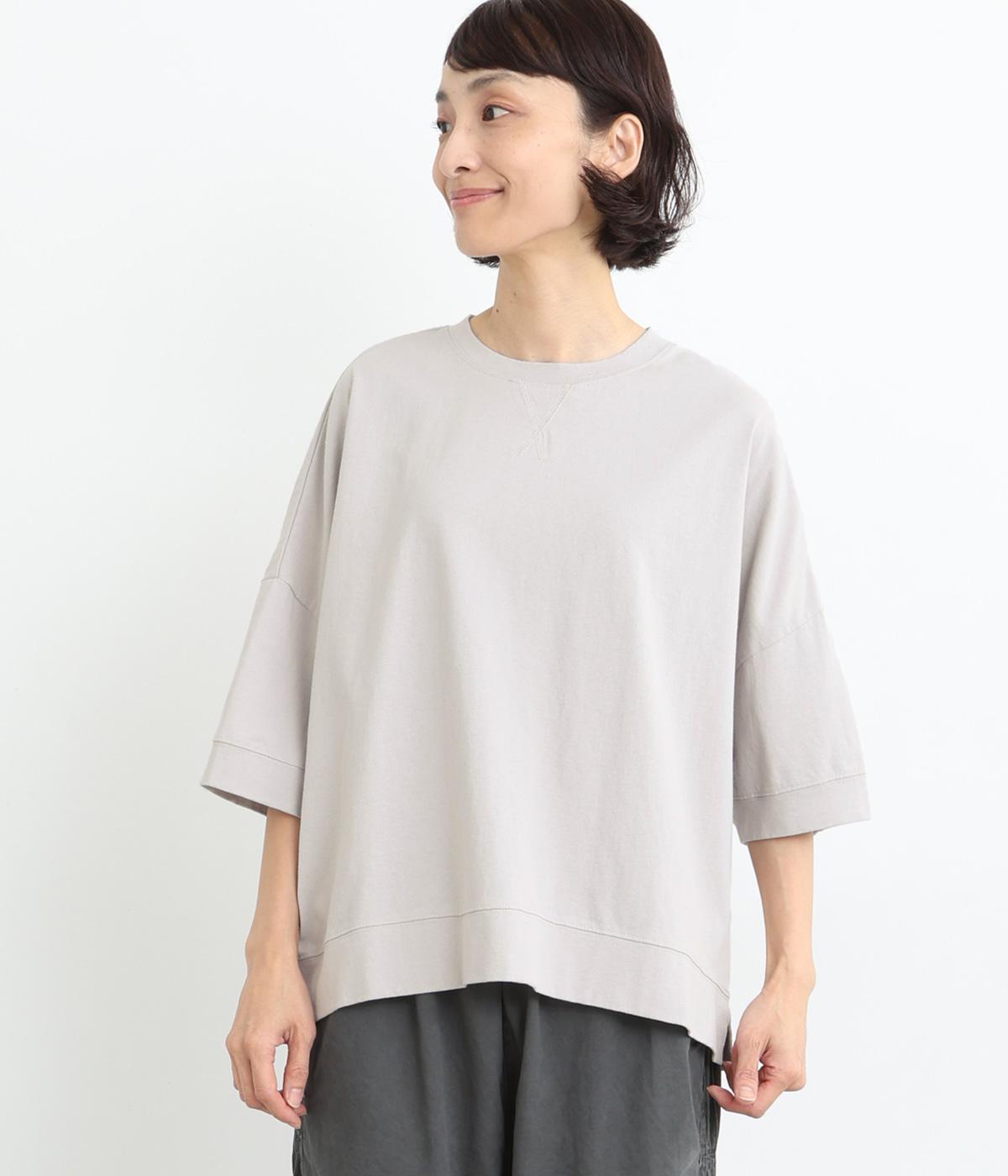 コットンOE天竺 ガゼット付ワイド5分袖Tシャツ(ライトグレー-ONESIZE)