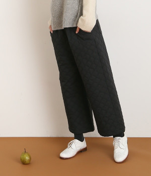 ダブルステッチダイヤキルトパンツ(ブラック-L)
