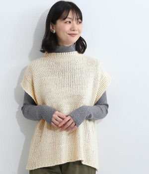 スラブヤーンニットベスト(アイボリー-L)