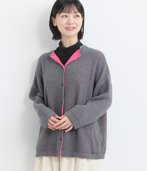 7G接結2WAYカーディガン(チャコール-L)