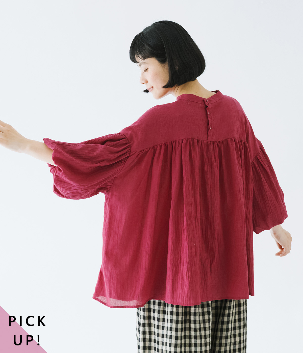 別注｜バルーン袖ブラウス(レッド-ONESIZE)