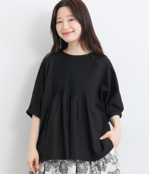 コットンローンピンタックブラウス(クロ-ONESIZE)