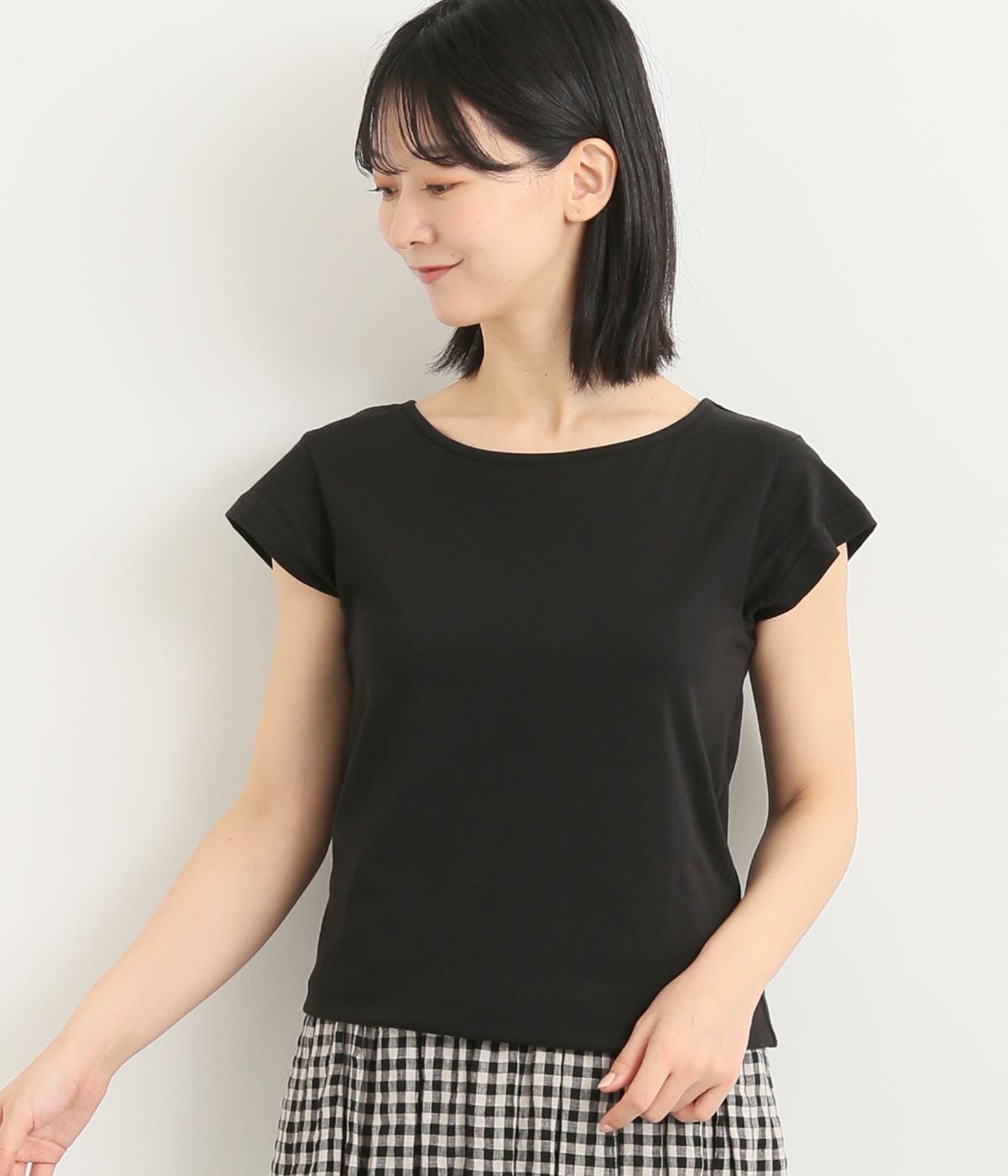 コットン天竺Tシャツ(ブラック-ML)