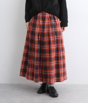 コットンオックスチェックワイドパンツ
